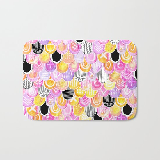 Citrus, Cotton Candy & Licorice Watercolor Scales Bath Mat