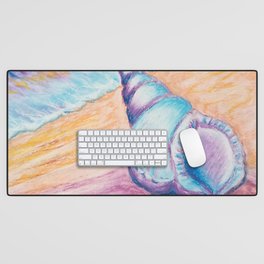 Pastel seashell on the beach Desk Mat