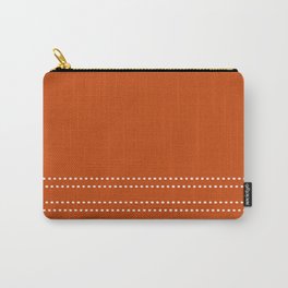 Zoe Painted Dot Stripes Minimalist Pattern in Burnt Orange and White Carry-All Pouch