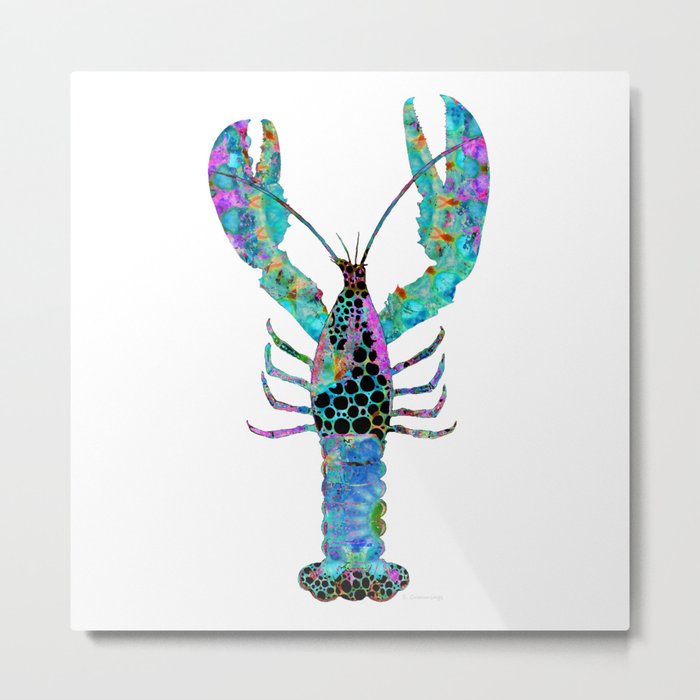 Fun Mandala Lobster Art - Colorful Beach Decor - Sharon Cummings Metal Print