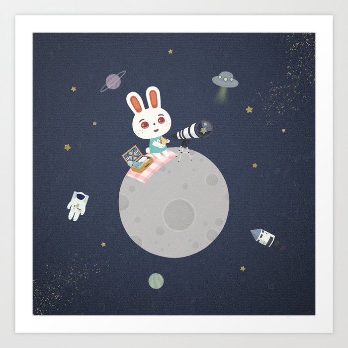 Picnic on the Moon Art Print