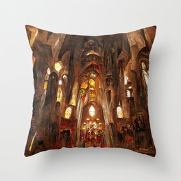 Basilica de la Sagrada Familia Throw Pillow