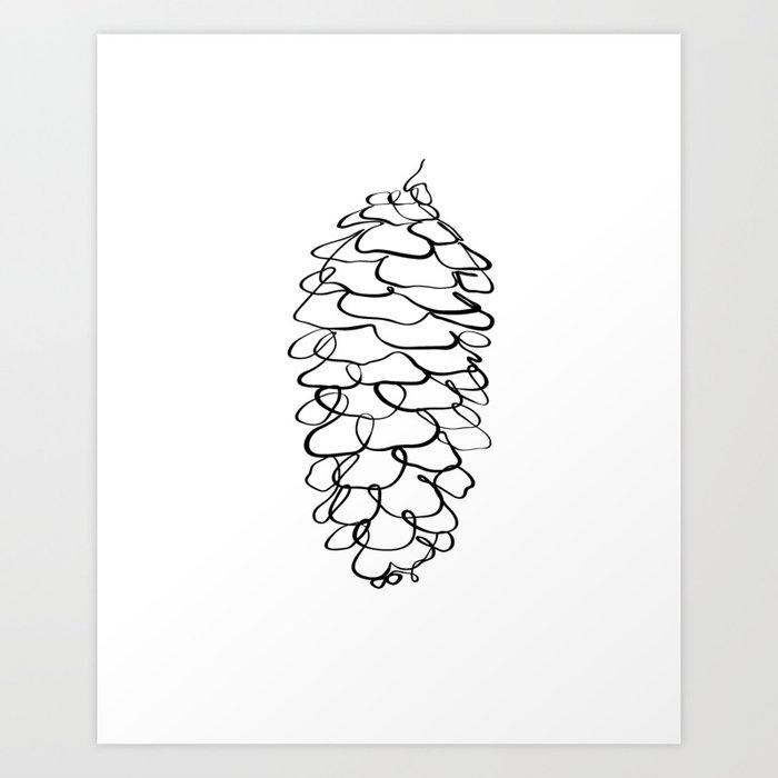 One Line Pine Cone Art Print
