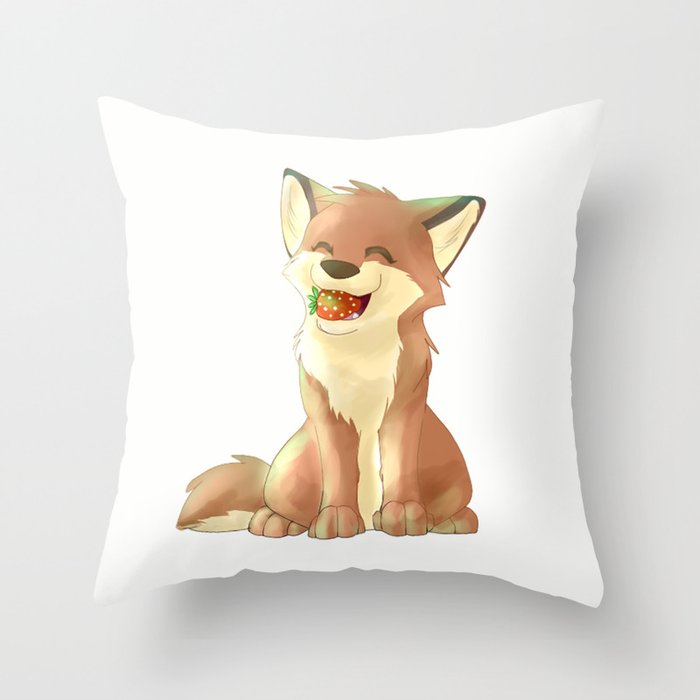 Strawberries and wolves Throw Pillow