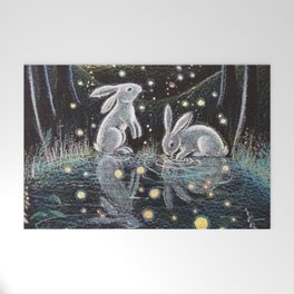 Sweet Rabbits In Moonlight Welcome Mat