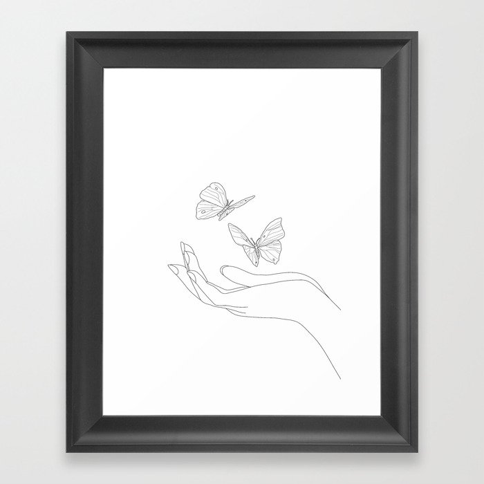 Butterflies on the Palm of the Hand Framed Art Print