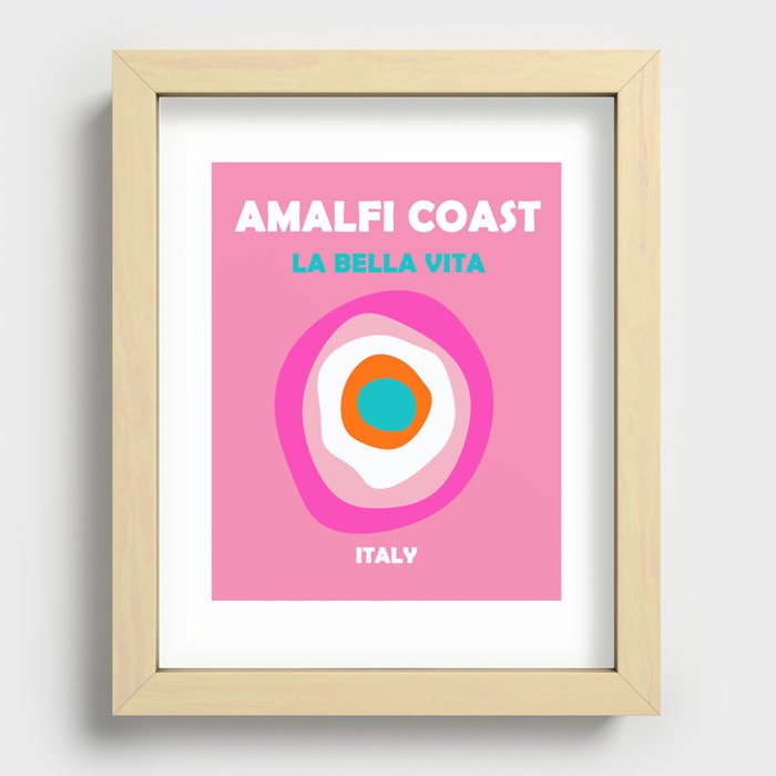 Boho Preppy Travel Poster- Amalfi Coast Recessed Framed Print