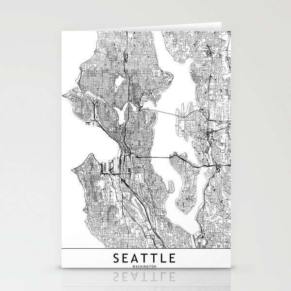 Seattle White Map Stationery Cards