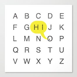 Hi Alphabet Canvas Print