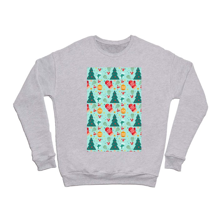 Christmas Pattern Turquoise Tree Gloves Crewneck Sweatshirt