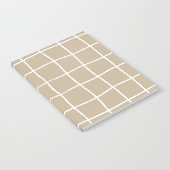 Hand Drawn Windowpane Textured Grid (white/tan) Notebook