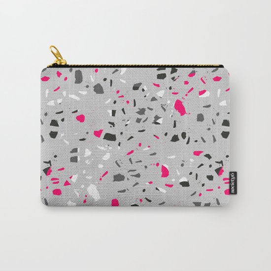 Terrazo grey pink black and white minimal pattern urban modern edgy trendy socal bklyn austin Carry-All Pouch