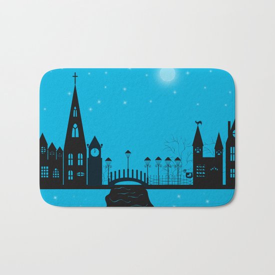 Winter night . Christmas. Bath Mat
