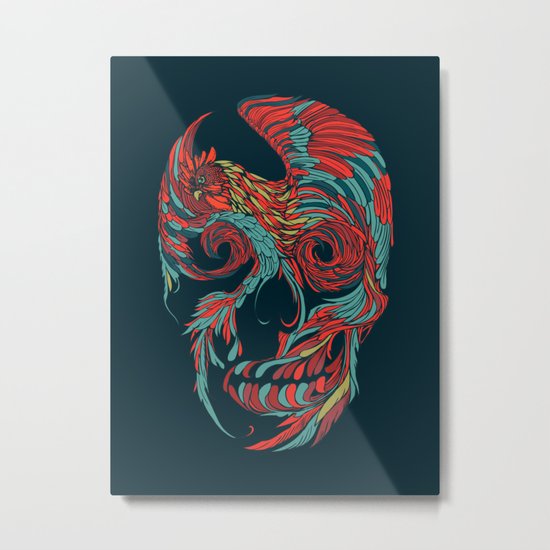 Rooster Skull Metal Print