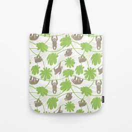 Happy Sloths and Cecropia leaves Tote Bag