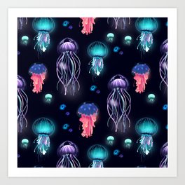 Jellyfish glow Art Print