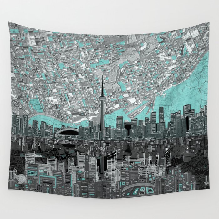 toronto city skyline Wall Tapestry by Bekim ART  Society6