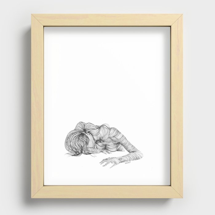 line drawing of a nude model Recessed Framed Print