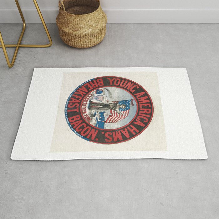 Young America hams and breakfast bacon, E.S. Baker, New York (1850) Anonymous Rug