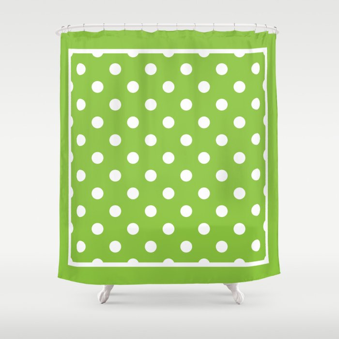 Lime Green Polka Dots Palm Beach Preppy Shower Curtain By