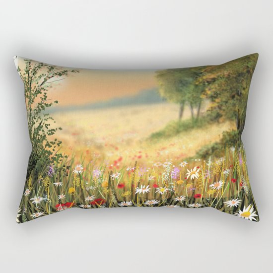Country Flowers Rectangular Pillow