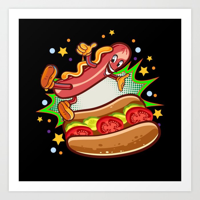 Hot Dogs Fun Fast Food Sausages Art Print