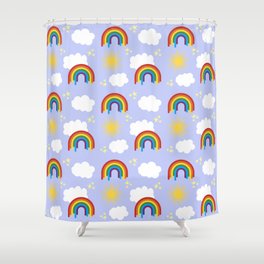 Rainbow, clouds and sun pattern Shower Curtain