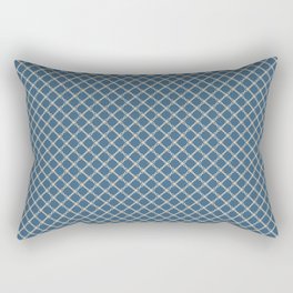 Beige Scroll Grid Pattern on Calming Blue Pairs To 2020 Color of the Year Chinese Porcelain Rectangular Pillow