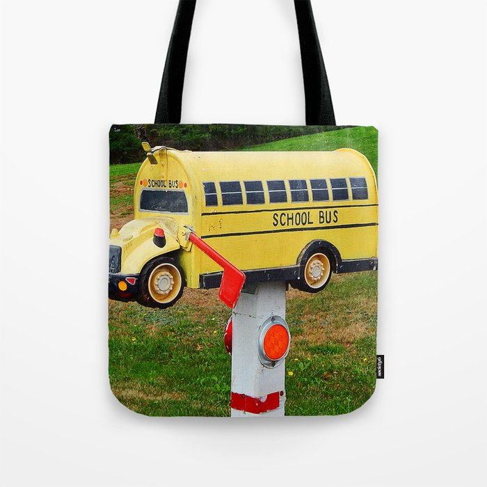 School Bus Mailbox Tote Bag By Danbythesea Society6 School Bus Mailbox Tote Bag