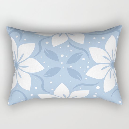 Magical Blue Flower Pattern Rectangular Pillow