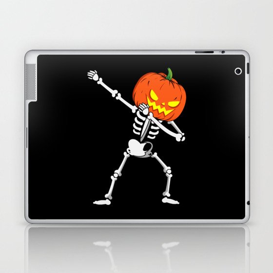 Dabbing Skeleton Pumpkin Halloween Laptop & iPad Skin