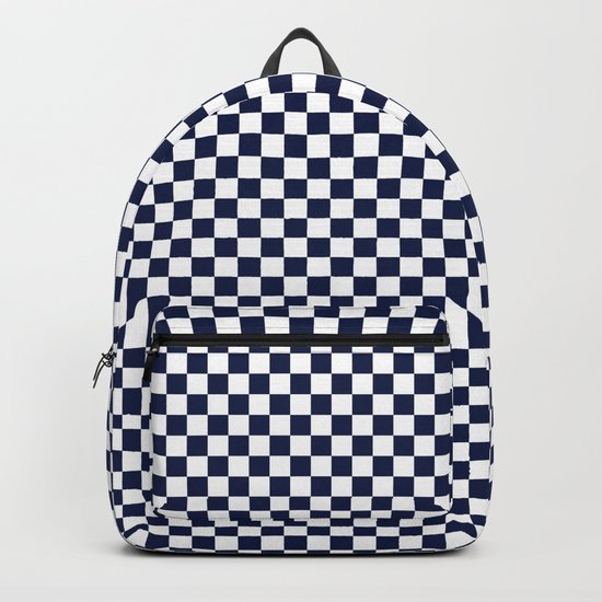 Indigo Navy Blue Checks Backpack