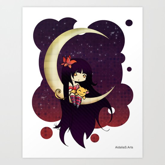 Golden Butterfly Moon Art Print