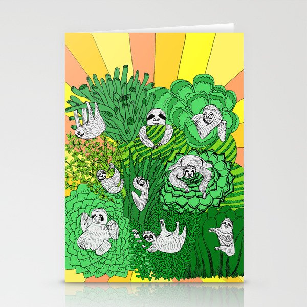 Sloths and Succulents Stationery Cards