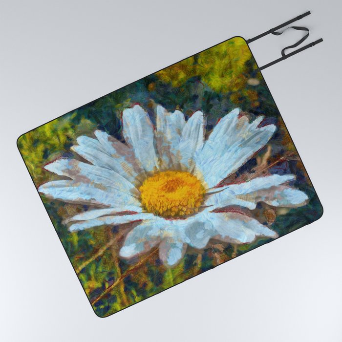 Artistic Close Up of a Shasta Daisy Flower  Picnic Blanket