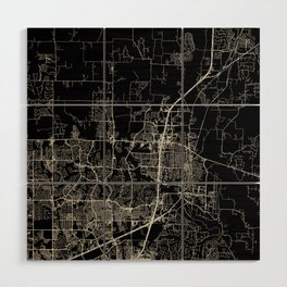 McKinney - Black and White City Map Wood Wall Art