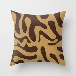 Midcentury Abstract Art - Bistre and Aztec Gold Throw Pillow