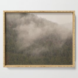 Scottish Highlands Misty Pine Forest Serving Tray