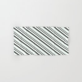 [ Thumbnail: Dim Gray & Mint Cream Colored Striped/Lined Pattern Hand & Bath Towel ]