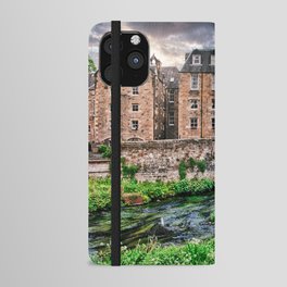 Scenic Dean Village buildings along the river Leith iPhone Wallet Case