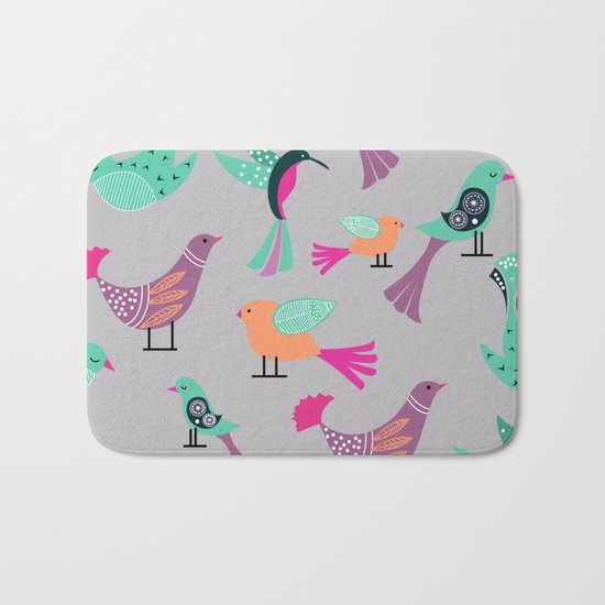Birds Pattern #society6 #decor #buyart #illustration Bath Mat