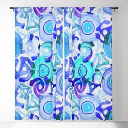 Vinyl Records & Adapters Watercolor Painting Pattern Blackout Curtain