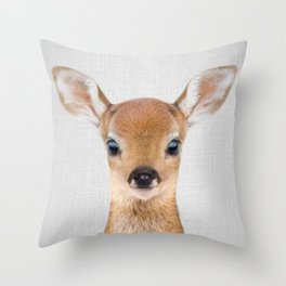 Baby Deer - Colorful Throw Pillow