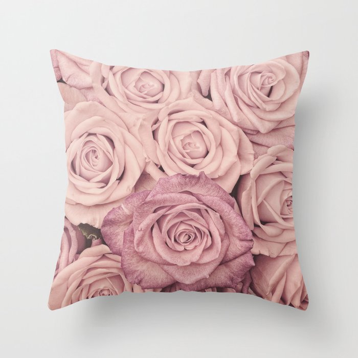 Some People Grumble - Pink Rose Pattern - Roses Garden Throw Pillow