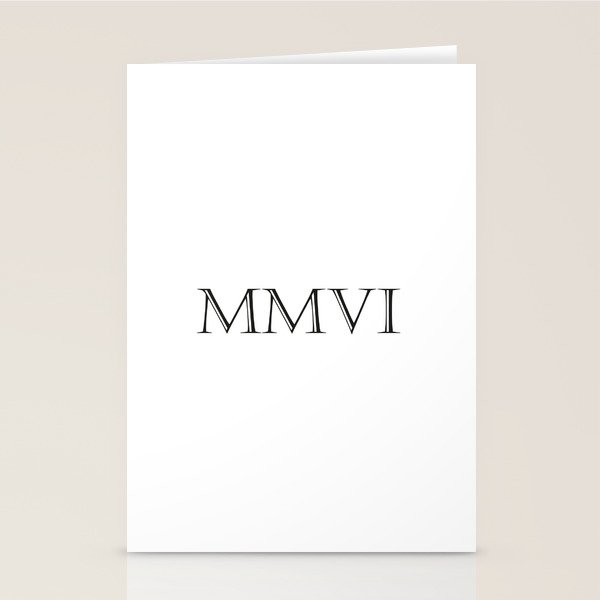 Roman Numerals 2006 Stationery Cards by Shirts and Date of Birthby