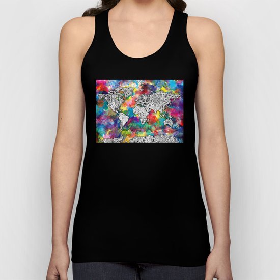 world map mandala colorful Unisex Tank Top