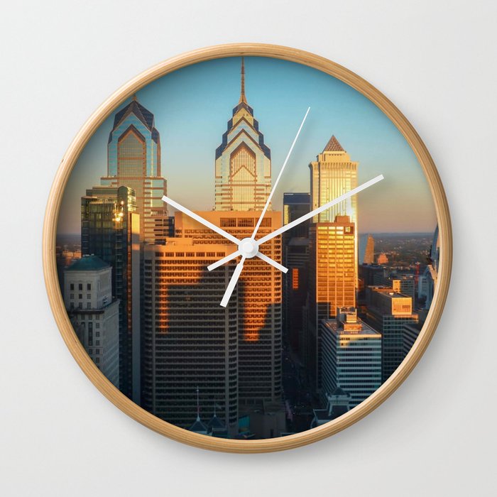 Philadelphia sunny landscape aesthetic Wall Clock