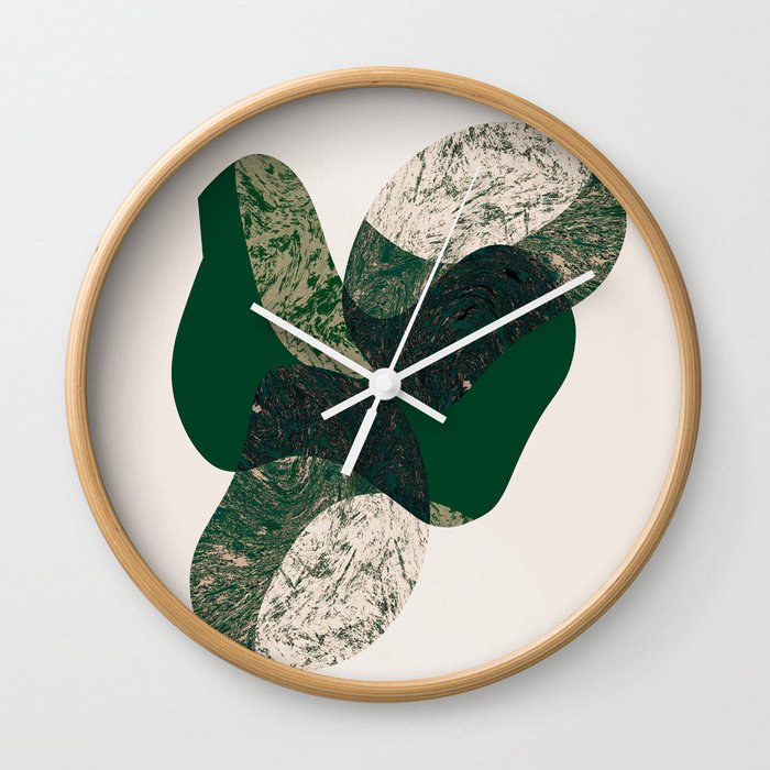 Strange Stone Shapes with Mineral Structure, Green and Neutrals Wall Clock