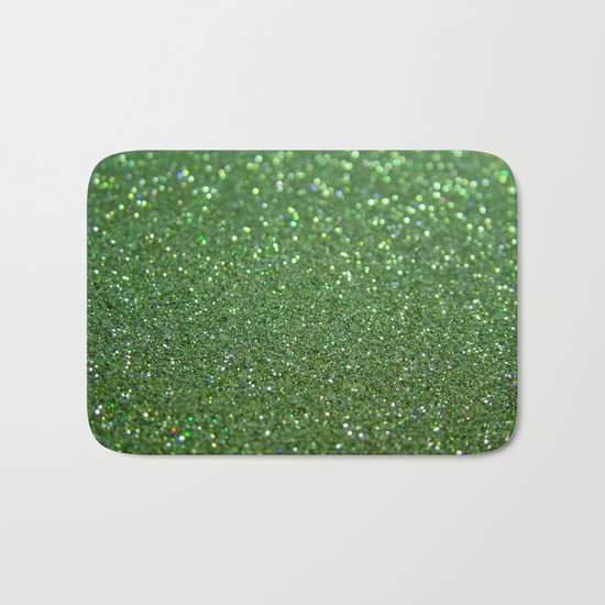 Green sparkle glitter effect background for girlies on #Society6 Bath Mat