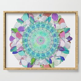 Colorful Flower Art Petal Mandala Serving Tray
